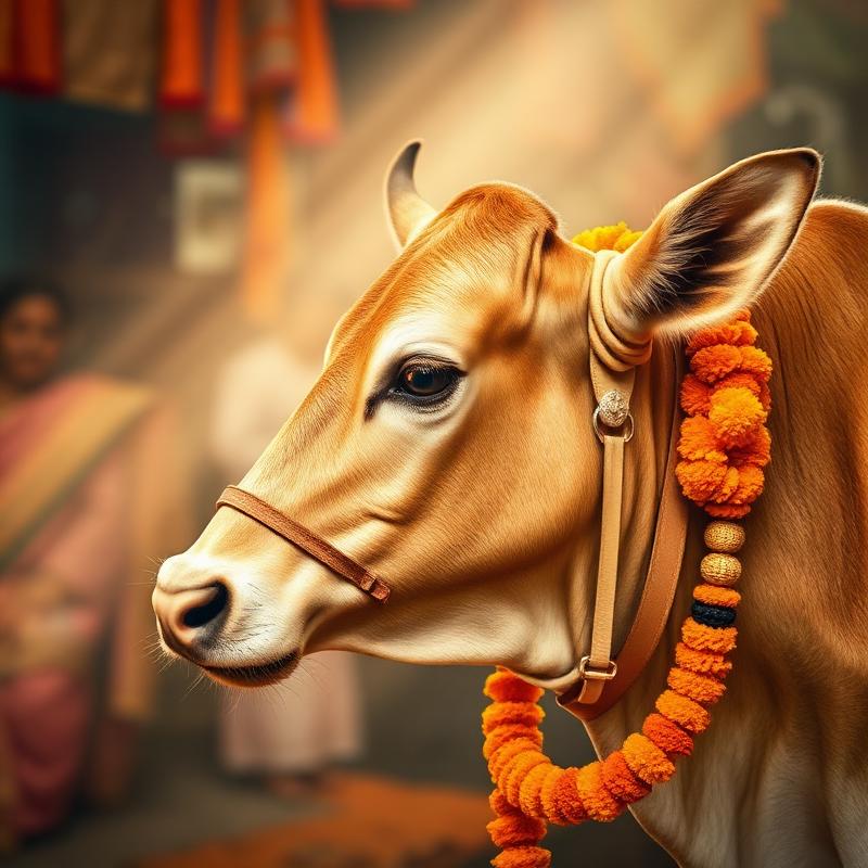 Cow with garland